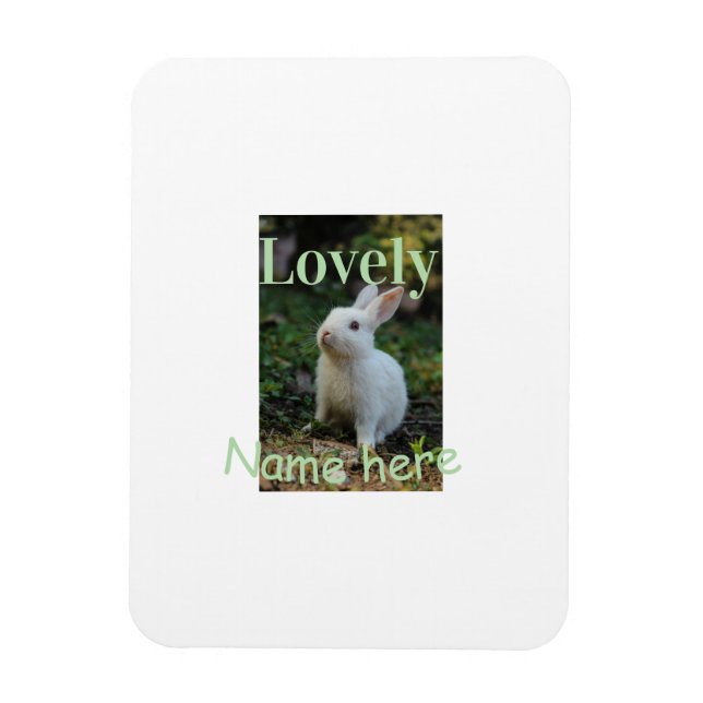 Magnet Flexible Joli nom de photo de lapin de compagnie vert paste (Vertical)