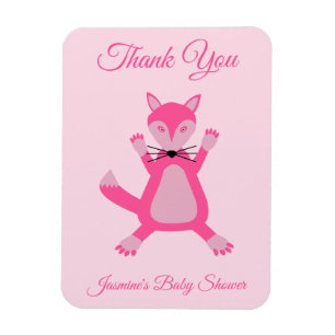 Magnet Flexible Joli rose bébé fille Fox Baby shower personnalisé