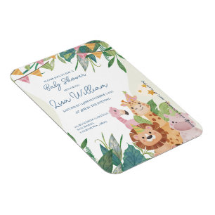 Magnet Flexible Joli Safari Animaux Green Leafy Baby shower à thèm