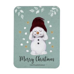 Magnet Flexible Joli Snowman d'hiver bleu Noël