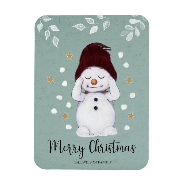Magnet Flexible Joli Snowman d'hiver bleu Noël (Vertical)