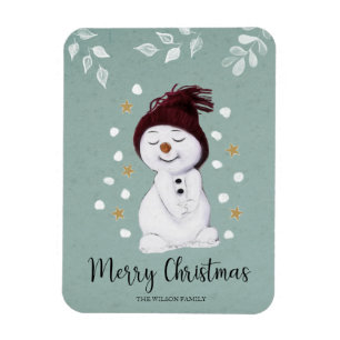 Magnet Flexible Joli Snowman hiver Noël bleu