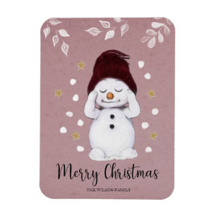 Magnet Flexible Joli Snowman Paisible Noël Rose