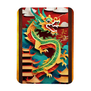 Magnet Flexible Jolie année dragon chinois Anniversaire Origami FP