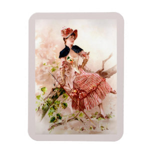 Magnet Flexible Jolie dame vintage en robe rose