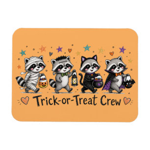 Magnet Flexible Jolie Équipe de Raccoons pour Halloween Trick or T