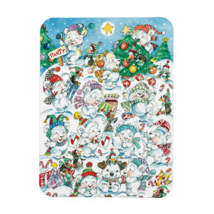 Magnet Flexible Jolie fête de Noël de dessin animé ours polaire ma