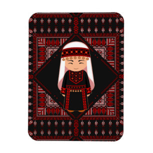 Magnet Flexible jolie fille palestinienne Broderie rouge tatreez