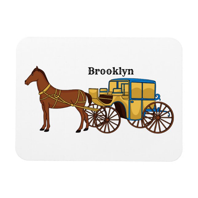 Magnet Flexible Jolie illustration de cheval et de calèche royale (Horizontal)