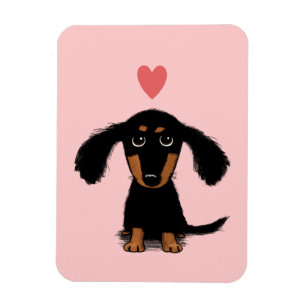Magnet Flexible Jolie longue aigue Dachshund Chiot avec coeur