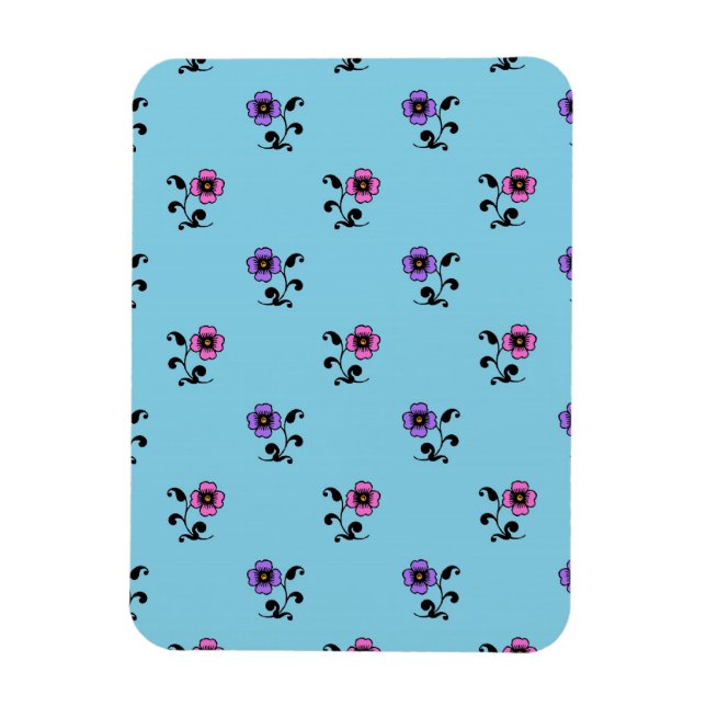 Magnet Flexible Jolies fleurs sur fond bleu (Vertical)