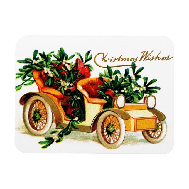 Magnet Flexible Jolis Vœux de Noël de voiture ancienne (Horizontal)