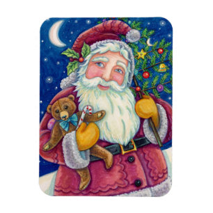 MAGNET FLEXIBLE JOLLY ST NICK & TEDDYBEAR, NOËL ANCIENNE MODE