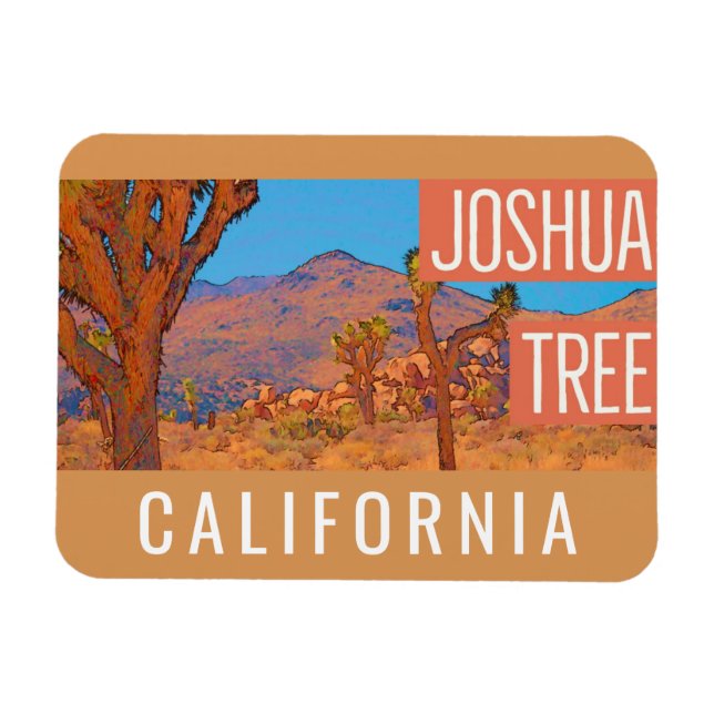Magnet Flexible Joshua Tree California Retro Travel Poster (Horizontal)