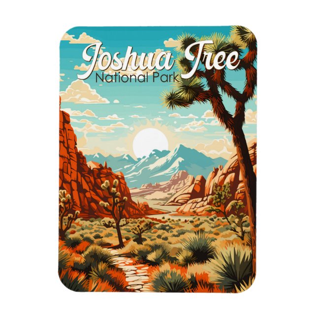 Magnet Flexible Joshua Tree National Park Illustration Retro (Vertical)