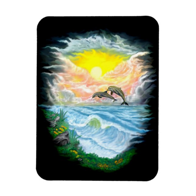 Magnet Flexible Jouer aux dauphins sous le soleil (Vertical)