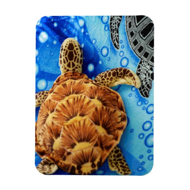 Magnet Flexible Jouet à peluche de tortue de mer orange sur fond b (Vertical)