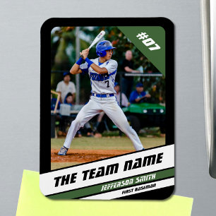 Magnet Flexible Joueur de baseball personnalisable vert noir