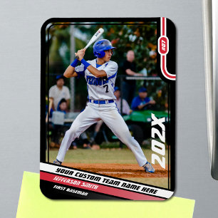 Magnet Flexible Joueur de Baseball Rouge Personnalisé