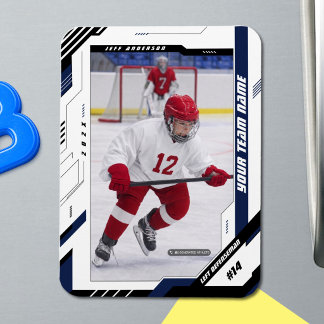 Magnet Flexible Joueur de hockey sur glace bleu dynamique personna