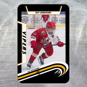 Magnet Flexible Joueur de hockey sur glace Cadeau sur fond jaune e
