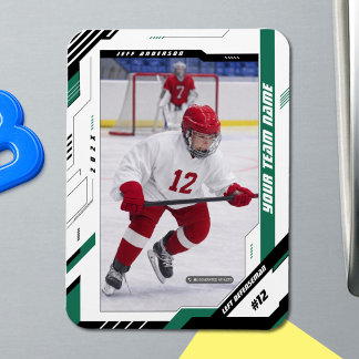 Magnet Flexible Joueur de hockey sur glace vert dynamique personna