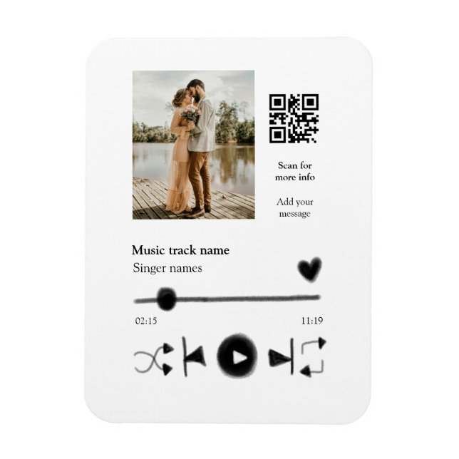 Magnet Flexible Joueur de musique couple personnalisé amour q r co (Vertical)
