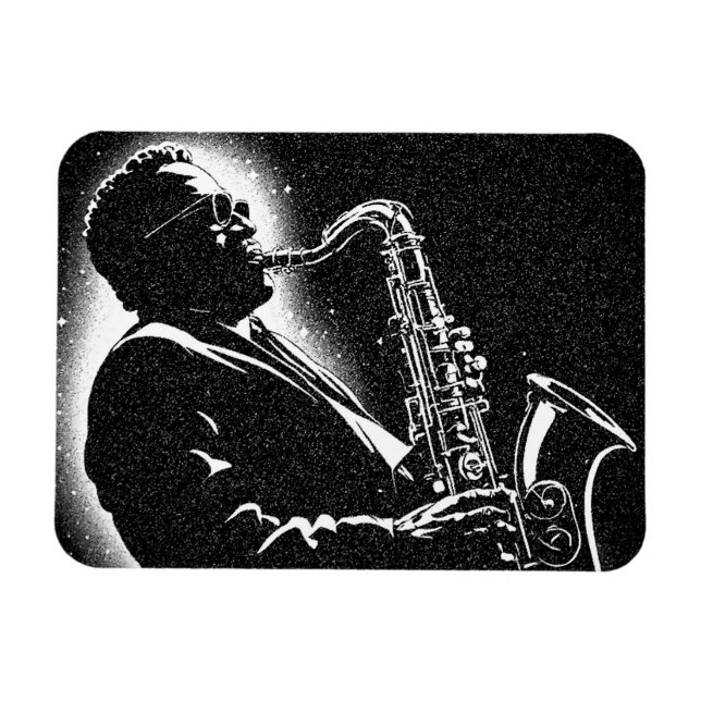 Magnet Flexible Joueur de saxophone de style graphique NB 50s (Horizontal)