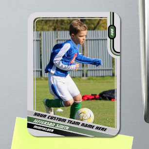 Magnet Flexible Joueur de soccer carte de commerce gris clair vert