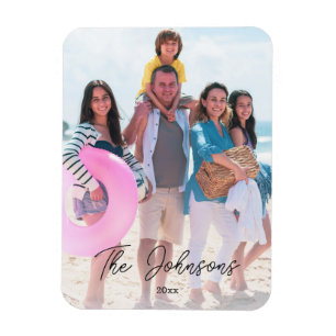 Magnet Flexible Jour de la famille Nom photo moderne Réfrigérateur