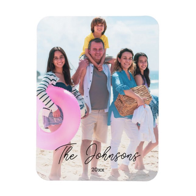 Magnet Flexible Jour de la famille Nom photo moderne Réfrigérateur (Vertical)