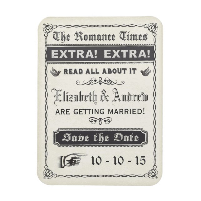 Magnet Flexible Journal vintage Enregistrer l'aimant de date (Vertical)