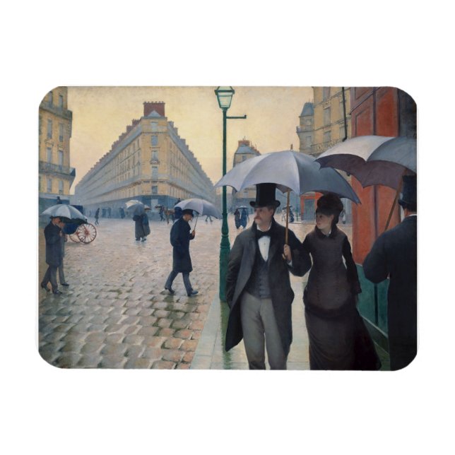 Magnet Flexible Journée de la Pluie de Paris par Gustave Caillebot (Horizontal)