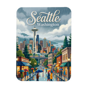 Magnet Flexible Journée pluvieuse à Seattle, Washington