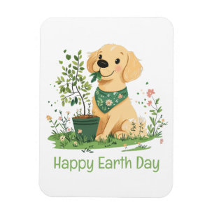 Magnet Flexible Joyeuse Journée de la Terre Golden Retriever Chien