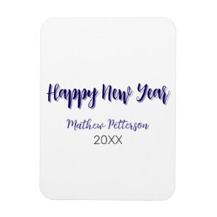 Magnet Flexible Joyeuse nouvelle année violet noir ajouter nom ann