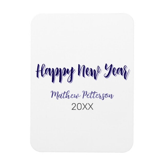 Magnet Flexible Joyeuse nouvelle année violet noir ajouter nom ann (Vertical)
