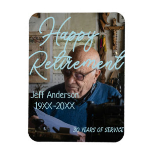 Magnet Flexible Joyeuse retraite nom à ajouter photo années de ser