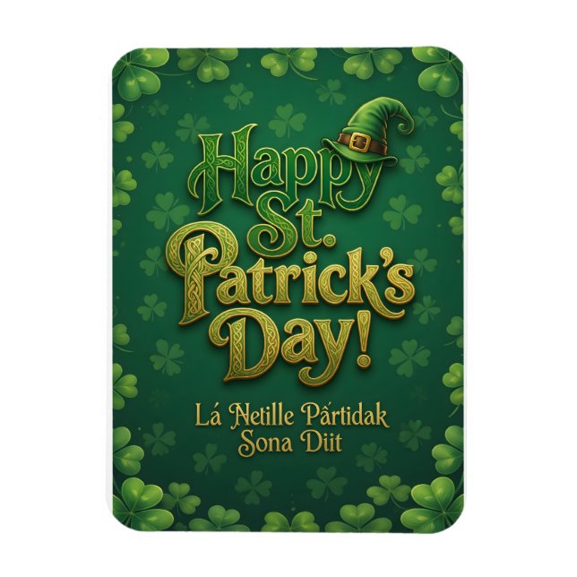 Magnet Flexible Joyeuse Saint-Patrick Celtique Chapeau de Leprecha (Vertical)