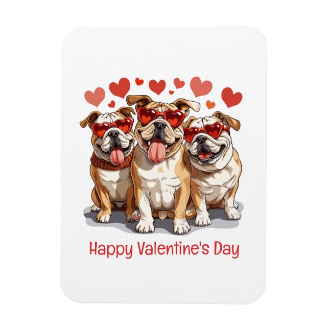 Magnet Flexible Joyeuse Saint-Valentin Bouledogue Anglais (Vertical)