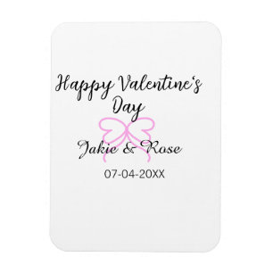 Magnet Flexible Joyeuse Saint-Valentin cœur rose ruban nom date st