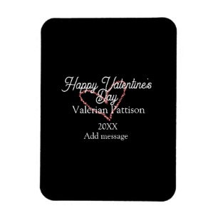Magnet Flexible Joyeuse Saint-Valentin cœur rouge pailleté nom noi