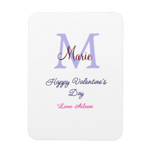 Magnet Flexible Joyeuse Saint-Valentin pastel violet monogramme ro