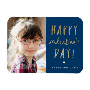 Magnet Flexible Joyeuse Saint-Valentin Photo Pailleté Or