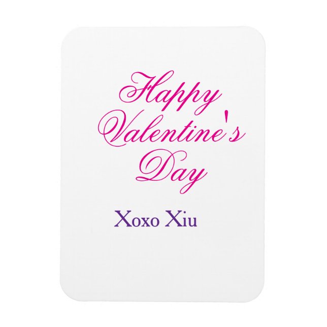 Magnet Flexible Joyeuse Saint-Valentin rose violet xoxo amour nom  (Vertical)