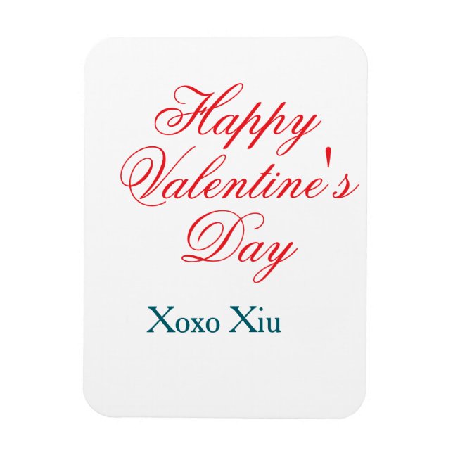 Magnet Flexible Joyeuse Saint-Valentin rouge bleu xoxo amour nom  (Vertical)