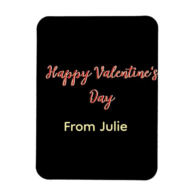 Magnet Flexible Joyeuse Saint-Valentin rouge noir de nom stylé  (Vertical)