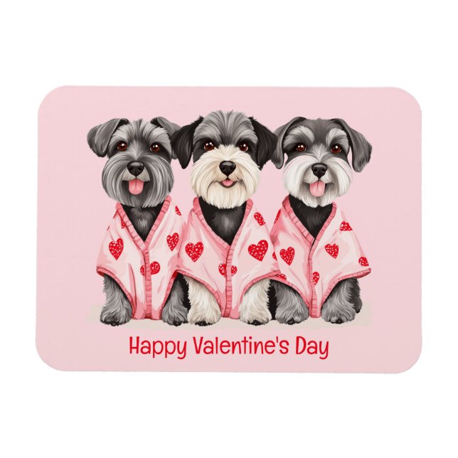 Magnet Flexible Joyeuse Saint-Valentin Schnauzer Dogs (Horizontal)