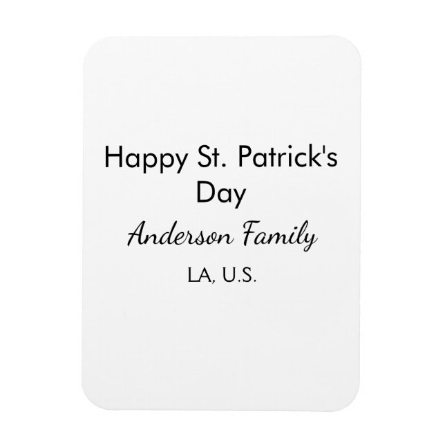 Magnet Flexible Joyeuse st. Patrick nom famille endroit simple g (Vertical)
