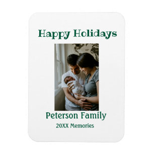 Magnet Flexible Joyeuses fêtes ajoutez photo de famille vert Noël
